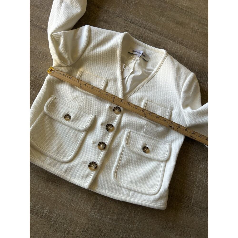 VERONICA BEARD Isola Jacket Women’s 8 Off White Stretch V-Neck Designer Nwt $598 - Picture 11 of 16